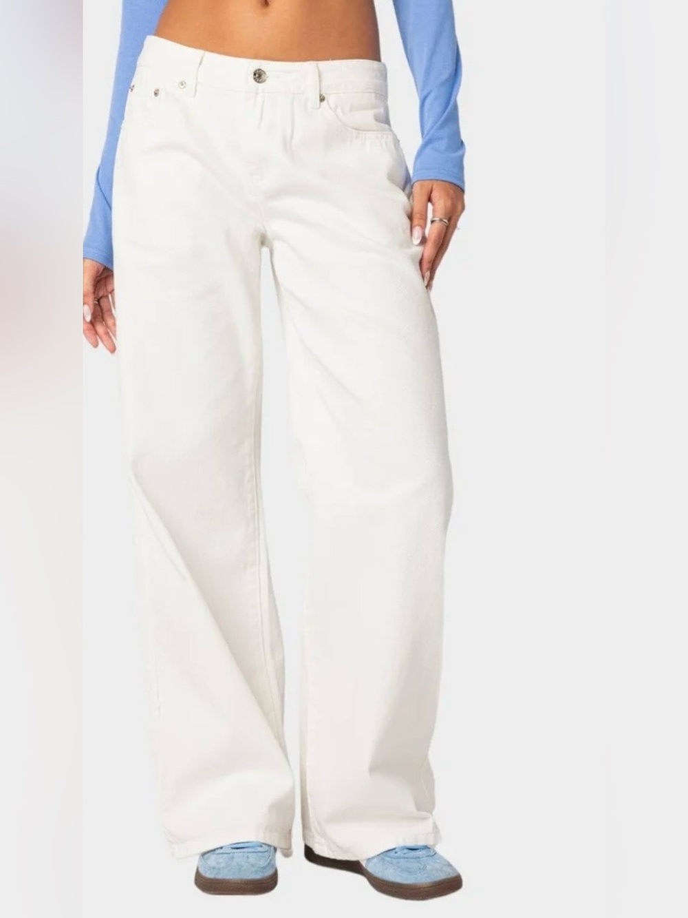 EDIKTED Roman Low Rise Slouchy Jeans White XS